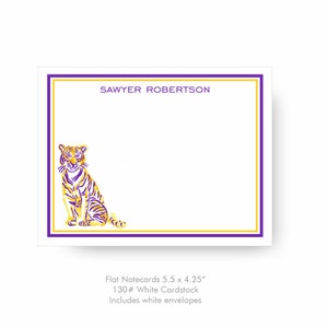 Tiger Notecards, Purple and Gold Watercolor Tiger, Personalized Stationery, Monogrammed Stationery, Monogrammed Cards, LSU Fans