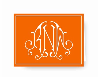 Personalized Monogrammed Notecards: Folded Stationery Set with Envelopes