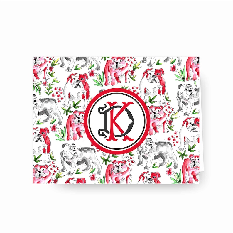 Bulldog Stationery, Bulldog Monogrammed Notepad, Personalized Stationery, Bulldog Design, 6.75 Square with 100 sheets, Georgia Bulldog Fans image 2