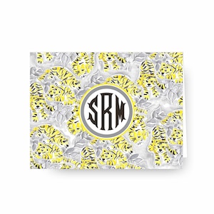 Tiger Notecards, Personalized Stationery, Monogrammed Stationery, Monogrammed Cards, Black and Gold,