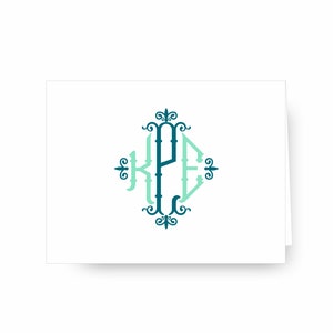 Personalized Monogram Notecards: Custom Stationery Set of 24