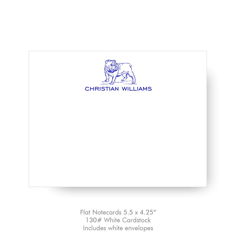 Bulldog Notecards, Folded Notecards, Personalized, Custom, Qty 24 - Etsy