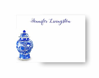 Blue Ginger Jar Stationery: Personalized Chinoiserie Notecards
