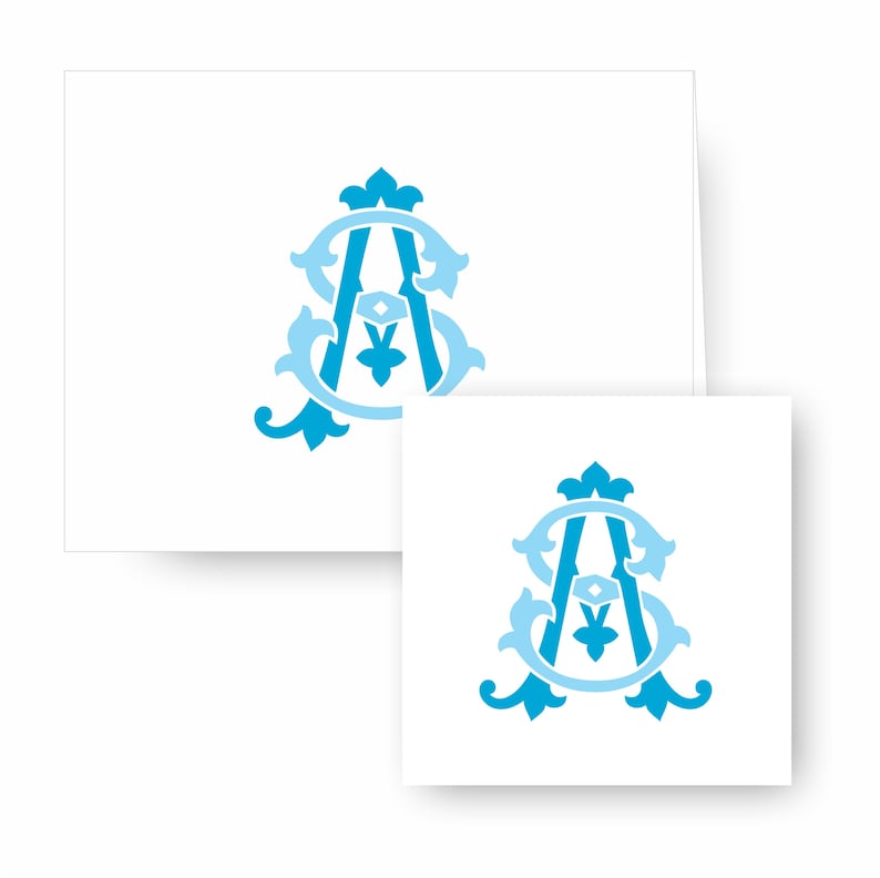 May include: Two images of a blue and light blue monogram with the letters "A" and "S" intertwined. The monogram is in a decorative, ornate style.
