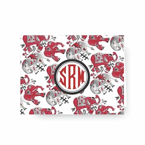 Elephants Notecards Set, Personalized Stationery, Monogrammed Stationery, Custom Monogram, Crimson Tide, Alabama