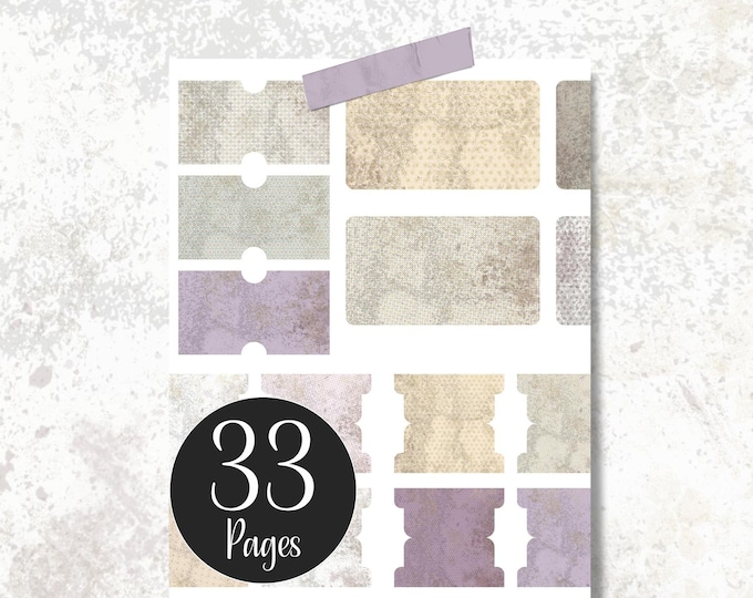 Printable Blank Junk Journal Ephemera Kit Digital Plain Add-on to Decorate, Journal Cards, Pockets, Envelopes, Tickets and Tabs