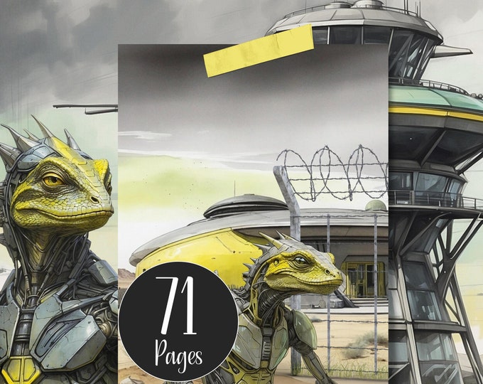 Area 51 Alien Journal Kit, Extra-terrestrial Digital Paper, Space Printable Craft Paper, UFO Scrap Book Pages, Space Journal Add-ons