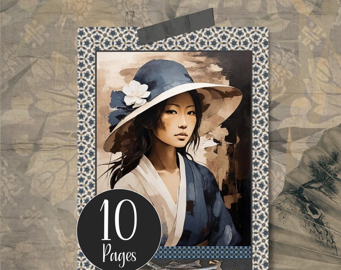 Japan In Sepia Journal Kit - Signature No. 1 a Japanese Themed Junk Journal / Scrapbooking Papercraft Project - Printable Digital Papers