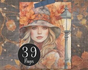 Autumn Junk Journal Kit, Fall Ephemera, Scrapbook Paper (Digital Download)