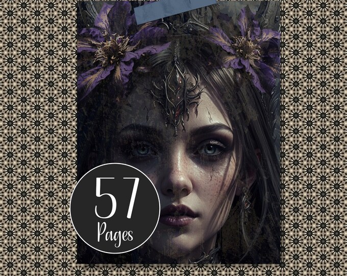 Dark Witch Junk Journal Kit, Gothic Spellcaster, All Witches Need A Grimoire, Wine, Potions & Lipstick, Ephemera, Gothic Digital Paper Pack