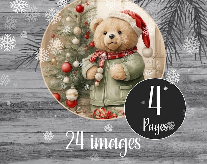 Printable DIY Christmas Tree Ornament Decorations Nostalgic X-mas Traditional Red and Green Papercraft Decorations of Christmas Favourites