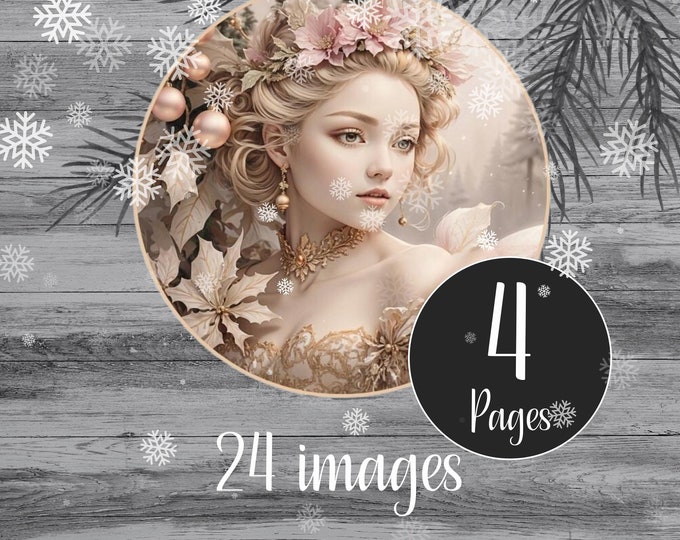 Printable DIY Christmas Ornaments for Christmas Tree Decorations Pink Baubles of The Nutcracker Sugar Plum Fairy X-mas Home Décor Ornaments
