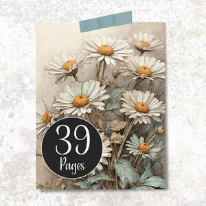 Printable Junk Journal Cards, Floral Ephemera in a Vintage Style, Flower Cards in Various sizes 8, 4 and 2 to a page, Digital Download