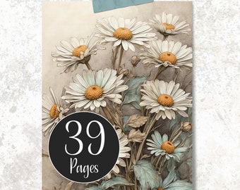 Printable Vintage Floral Junk Journal Cards, Ephemera (Digital Download)