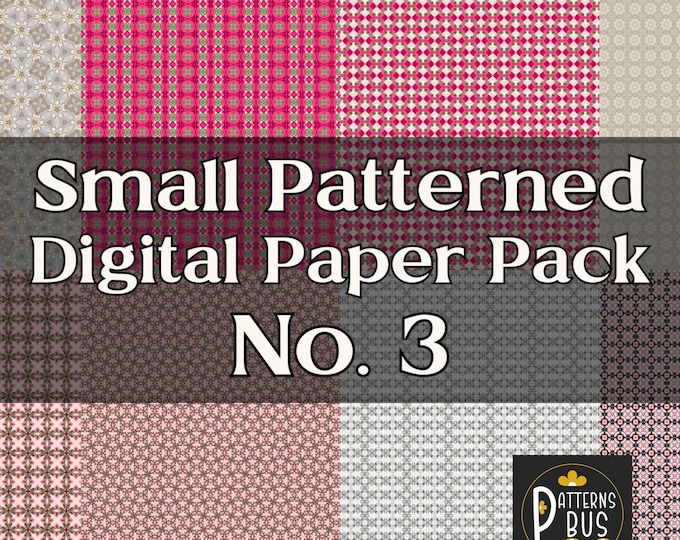 Small Patterned Digital Paper Pack No. 3 in hues of Beige and Pink – Printable Paper for Junk Journals, Scrapbooking, Papercraft