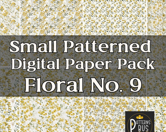 Small Floral Pattern Digital Paper Pack No. 9 in hues of Yellow and Cream | Printable Backgrounds for Junk Journal | Instant Download