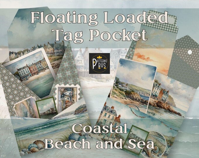 Loaded Tag Pocket Ephemera Kit | Printable Coastal Beach and Sea Embellishment for Junk Journals | BONUS of 5 complimentary background pages