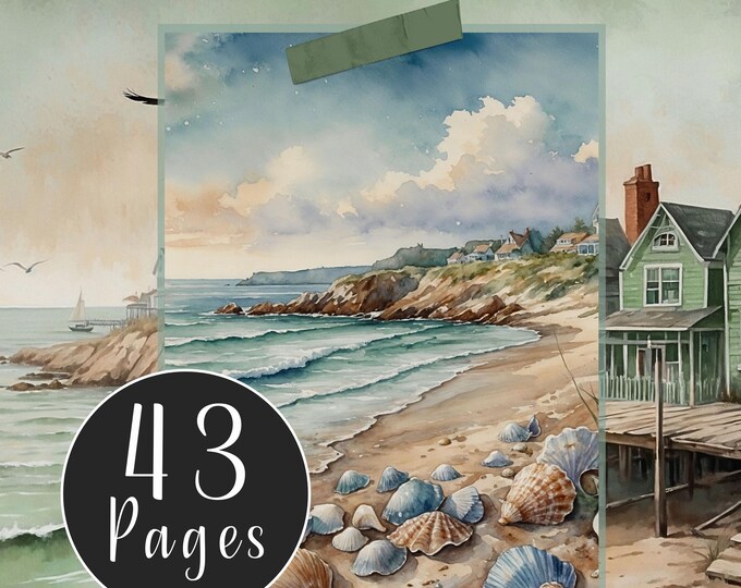 Coastal Beach and Sea Ephemera Kit for Junk Journals | Printable Ephemera | Instant Download