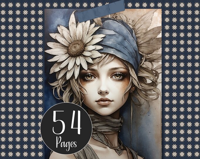 Daisy Fairies Junk Journal Kit with Ephemera, Fairy Journal Pages, Floral Daisies Digital Paper, Printables for Bullet Journal and Decoupage
