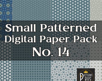 Blue Teal Patterned Digital Paper Pack, Junk Journal (Digital Download)