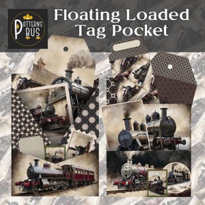 Loaded Tag Pocket Ephemera Kit | Printable Vintage Steam Train Embellishment for Junk Journals | BONUS of 8 complimentary background pages