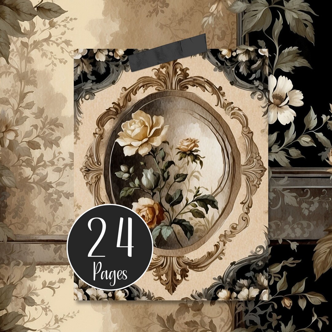 Floral Shabby Chic Digital Paper Pack, Junk Journal, Scrapbook (digital ...