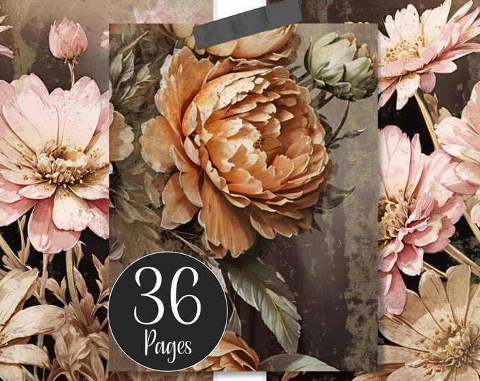 Grunge Printable Journal Cards Ephemera for Junk Journals Edwardian Ladies Journal Add-on's Floral Ephemera Grunge Journal Cards