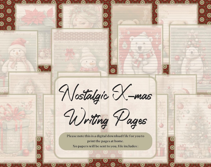 Printable DIY Christmas Wish List to Santa Letter Note to Santa Claus at the North Pole Nostalgic X-mas Writing Paper Christmas Favourites