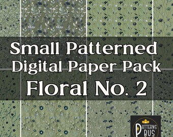 Floral Digital Paper Pack, Green, Blue, White, Junk Journal (Instant Download)
