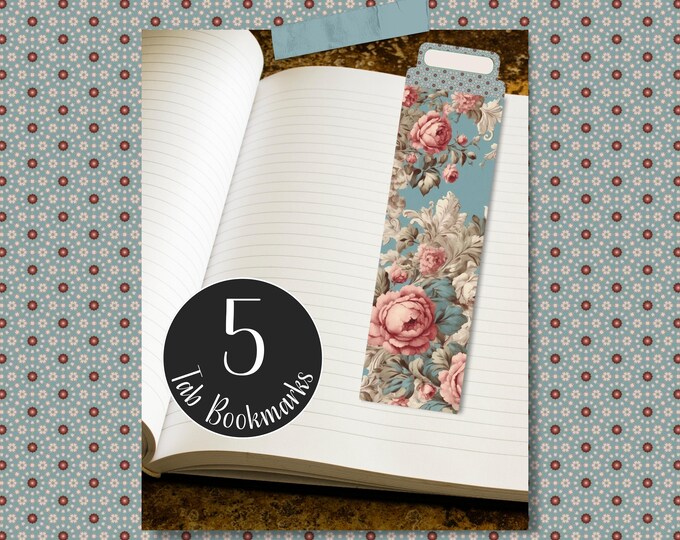 French Shabby Floral Bookmark,  Printable Book Page Keeper for Book Lovers DIY Gift Ideas