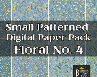 Yellow & Blue Floral Digital Paper Pack | Vintage Scrapbook Backgrounds (Instant Download)