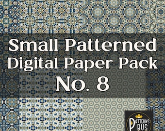 Beige, Green, and Blue Patterned Digital Paper Pack (Digital Download)