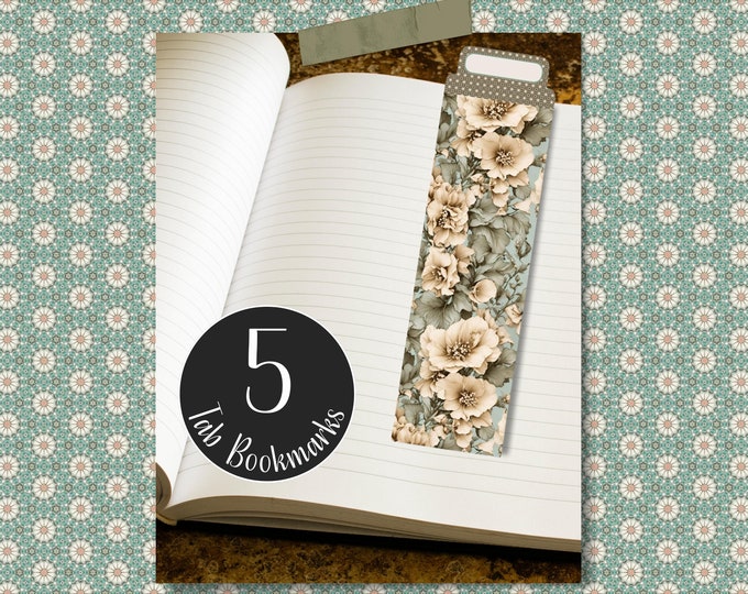 Printable Bookmarks for Book Readers, Bullet Journal Page Keeper, Junk Journal Page Holder, Bible Page Marker, Planner Tab, Floral Bookmark