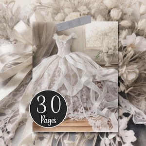 Bridal Ribbons and Lace Digital Paper Pack for Wedding Memory Journals, Collage, Scrapbooking and Wedding Day Card Making