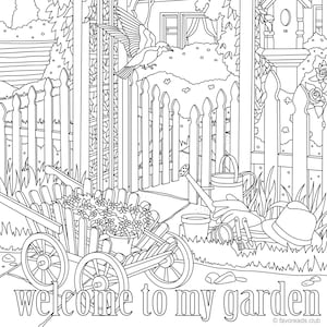 Welcome to My Garden - Printable Adult Coloring Page from Favoreads (Coloring book pages for adults, Coloring sheets, Coloring designs)