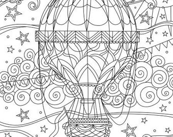 Adventure Awaits - Printable Adult Coloring Page from Favoreads (Coloring book pages for adults and kids, Coloring sheets, Coloring designs)