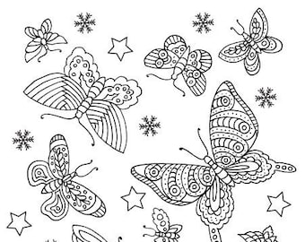 Little Butterflies - Printable Adult Coloring Page from Favoreads (Coloring book pages for adults and kids, Coloring sheet, Coloring design)
