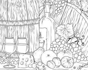 55 Coloring Pages For Adults Wine Pictures