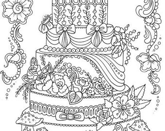 cake coloring page  etsy