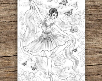 Ballerina Coloring Etsy ballerina coloring etsy