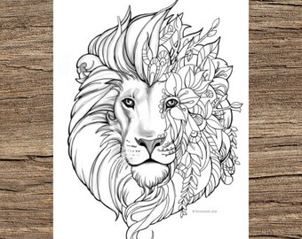 Download Lion Colouring Pages Etsy