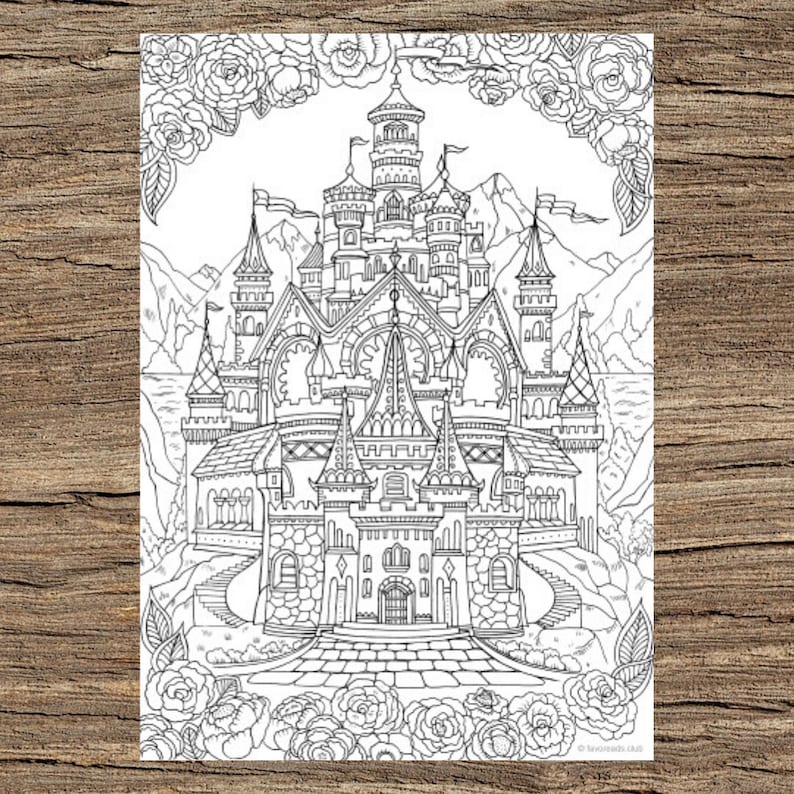 Castle Printable Adult Coloring Page From Favoreads - Etsy