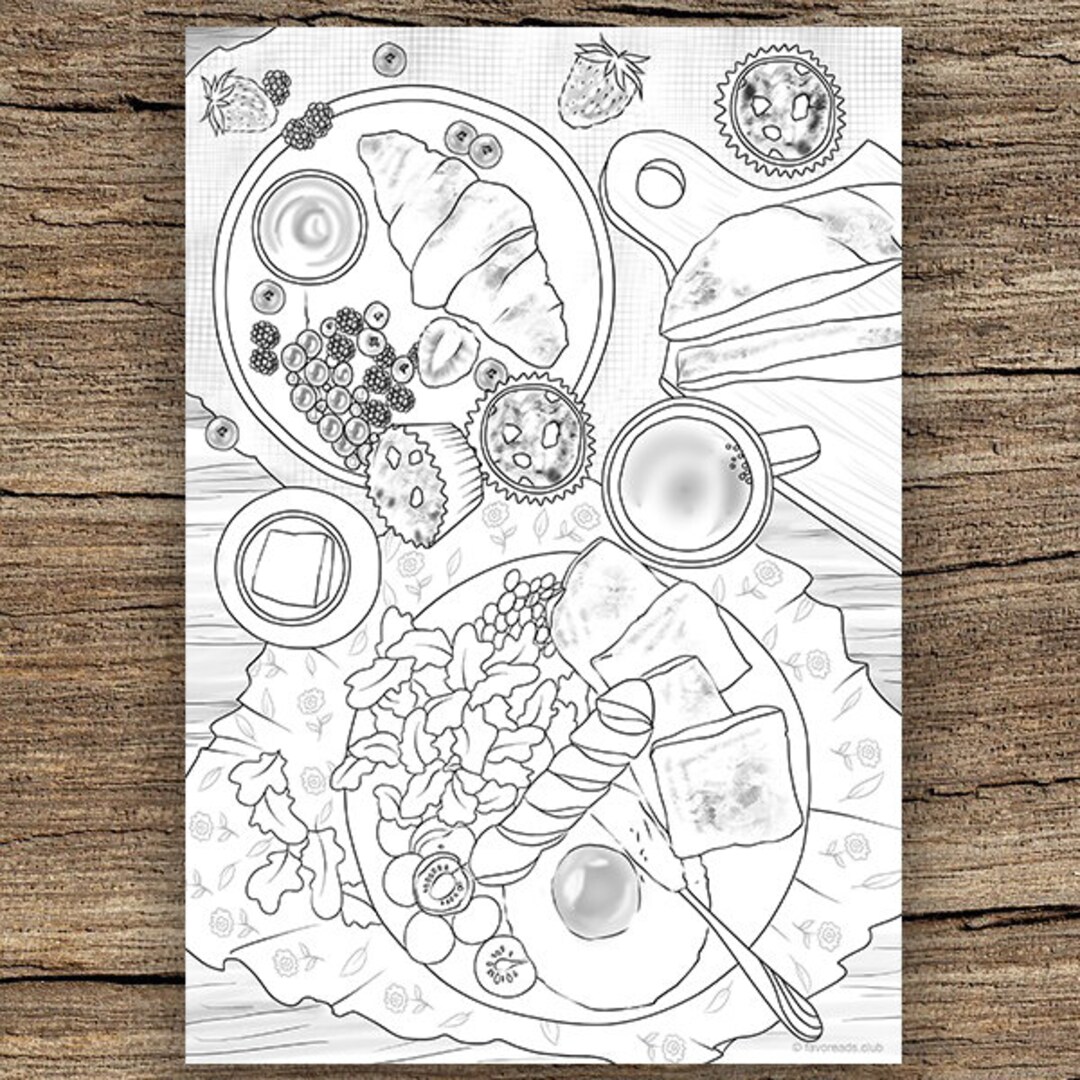 Breakfast Printable Adult Coloring Page From Favoreads coloring Book