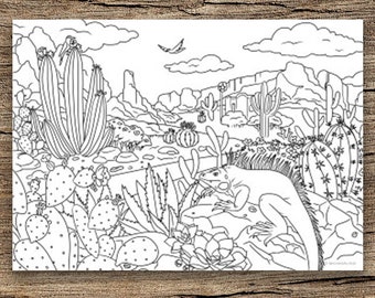 Desert - Printable Adult Coloring Page from Favoreads Coloring book pages for adults and kids Coloring sheets Coloring designs