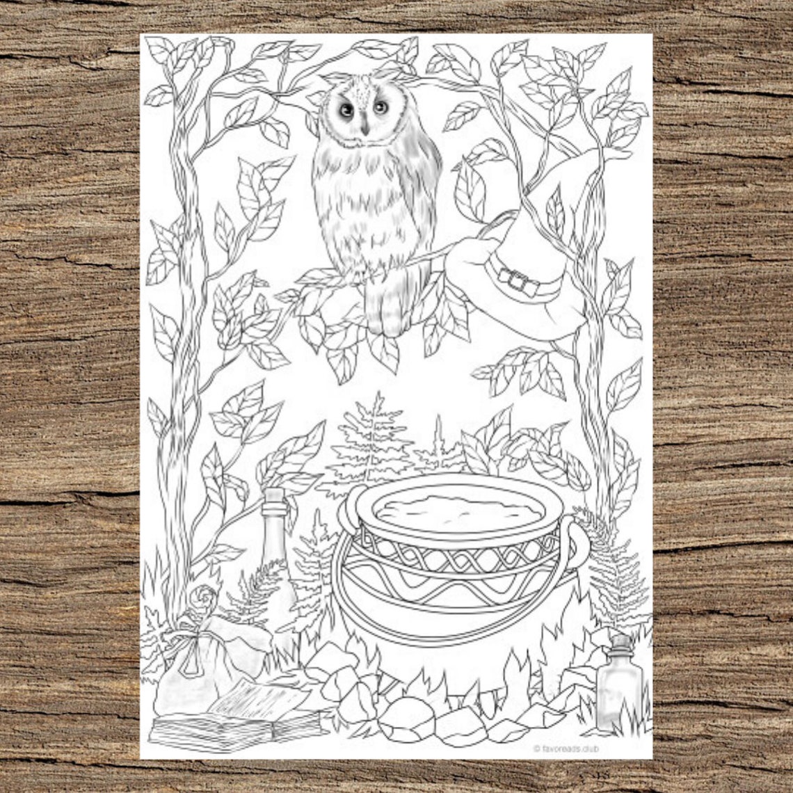 Witch Pot Printable Adult Coloring Page From Favoreads - Etsy