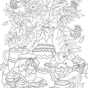 Autumn Comfort - Printable Adult Coloring Page From Favoreads (coloring ...