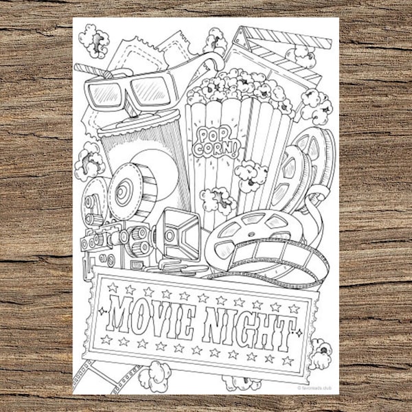 Movie Night Coloring Book - Etsy