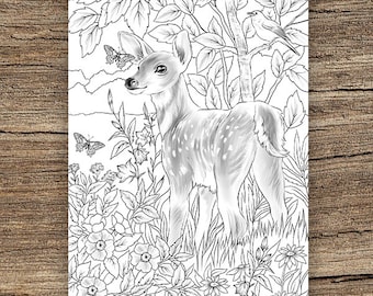 Baby Deer - Printable Adult Coloring Page from Favoreads Coloring book pages for adults and kids Coloring sheets Coloring designs