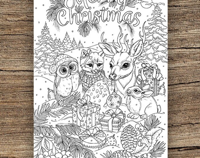 Merry Christmas - Printable Adult Coloring Page From Favoreads Coloring ...