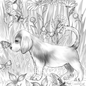Friendly Puppy - Printable Adult Coloring Page From Favoreads (coloring ...